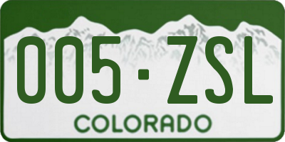 CO license plate 005ZSL