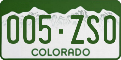 CO license plate 005ZSO