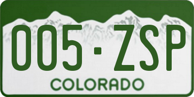 CO license plate 005ZSP