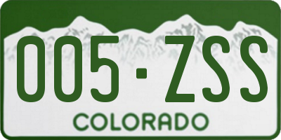 CO license plate 005ZSS