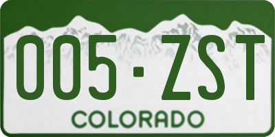 CO license plate 005ZST