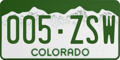 CO license plate 005ZSW