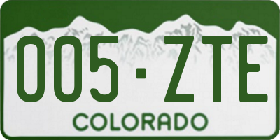 CO license plate 005ZTE