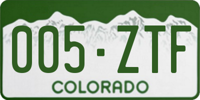 CO license plate 005ZTF