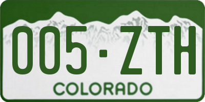 CO license plate 005ZTH