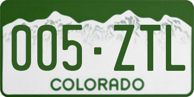 CO license plate 005ZTL