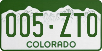 CO license plate 005ZTO