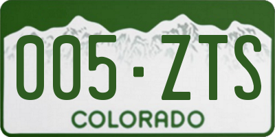 CO license plate 005ZTS