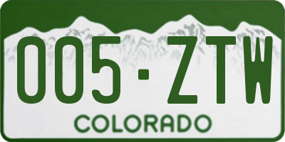 CO license plate 005ZTW