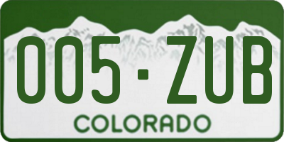 CO license plate 005ZUB