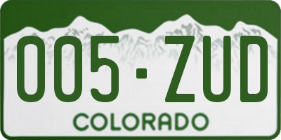CO license plate 005ZUD