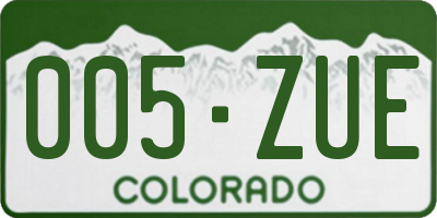 CO license plate 005ZUE
