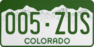 CO license plate 005ZUS