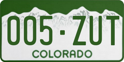 CO license plate 005ZUT
