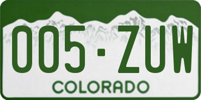 CO license plate 005ZUW