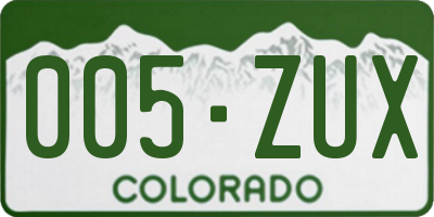 CO license plate 005ZUX