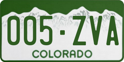 CO license plate 005ZVA