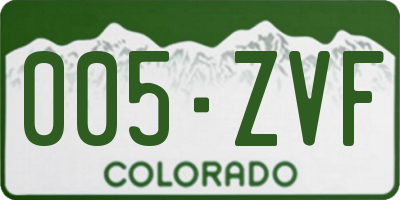 CO license plate 005ZVF