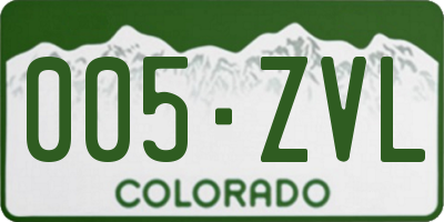 CO license plate 005ZVL