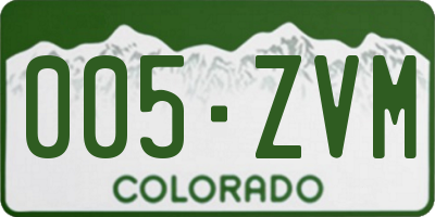 CO license plate 005ZVM
