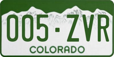 CO license plate 005ZVR