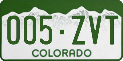 CO license plate 005ZVT