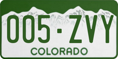 CO license plate 005ZVY
