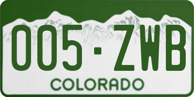CO license plate 005ZWB