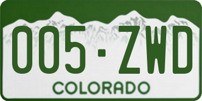 CO license plate 005ZWD