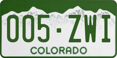 CO license plate 005ZWI