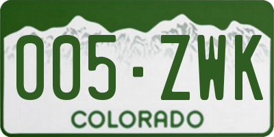 CO license plate 005ZWK