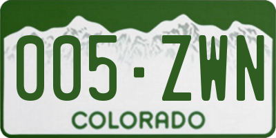 CO license plate 005ZWN