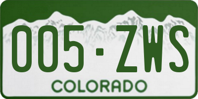 CO license plate 005ZWS