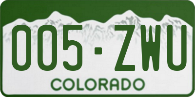 CO license plate 005ZWU