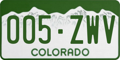 CO license plate 005ZWV