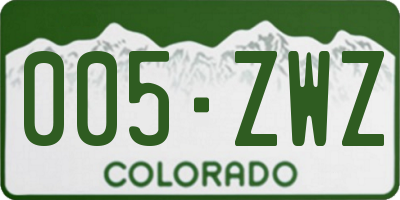 CO license plate 005ZWZ