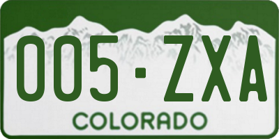 CO license plate 005ZXA