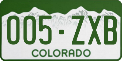 CO license plate 005ZXB
