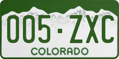 CO license plate 005ZXC