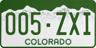 CO license plate 005ZXI
