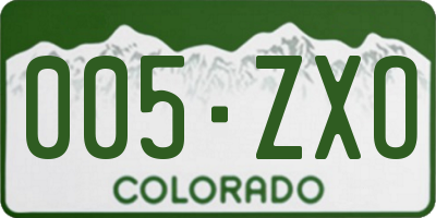 CO license plate 005ZXO
