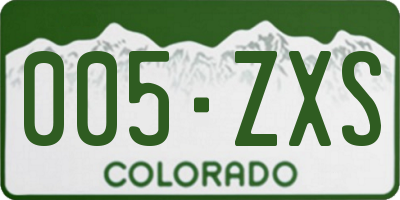 CO license plate 005ZXS