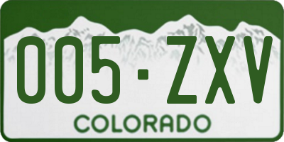CO license plate 005ZXV