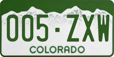 CO license plate 005ZXW