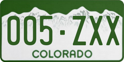 CO license plate 005ZXX