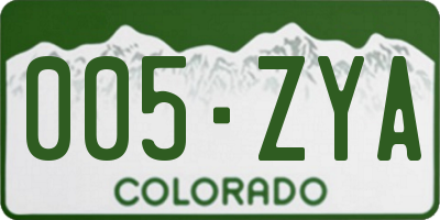 CO license plate 005ZYA