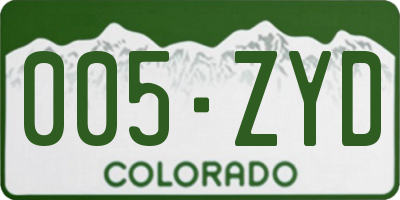 CO license plate 005ZYD