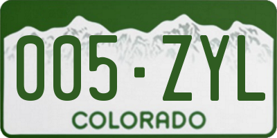 CO license plate 005ZYL