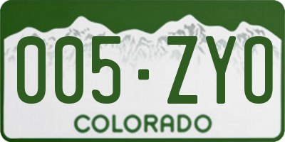 CO license plate 005ZYO