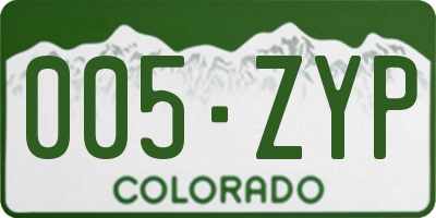 CO license plate 005ZYP